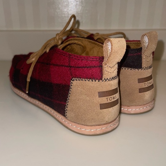 Toms Red And Black Buffalo Plaid Bota Desert Boot Leather Ankle Chukka Boots - Picture 6 of 16
